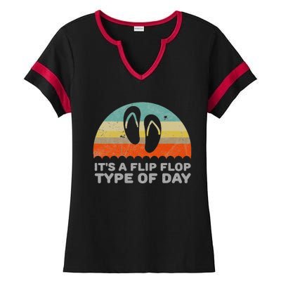 Funny Retro Style Its A Flip Flop Type Of Day Ladies Halftime Notch Neck Tee