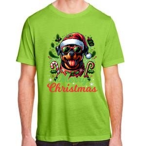 Festive Rottweiler Santa Hat Cheerful Christmas Dog Xmas Adult ChromaSoft Performance T-Shirt