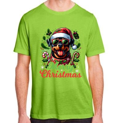 Festive Rottweiler Santa Hat Cheerful Christmas Dog Xmas Adult ChromaSoft Performance T-Shirt