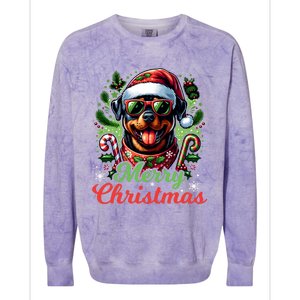 Festive Rottweiler Santa Hat Cheerful Christmas Dog Xmas Colorblast Crewneck Sweatshirt