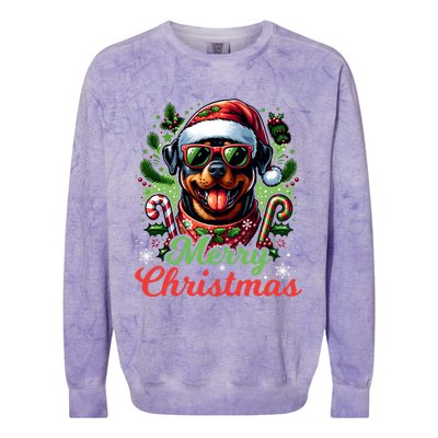 Festive Rottweiler Santa Hat Cheerful Christmas Dog Xmas Colorblast Crewneck Sweatshirt