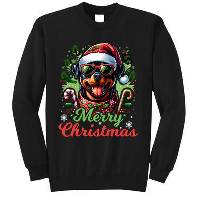 Festive Rottweiler Santa Hat Cheerful Christmas Dog Xmas Sweatshirt