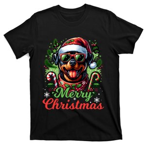 Festive Rottweiler Santa Hat Cheerful Christmas Dog Xmas T-Shirt