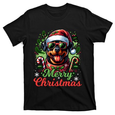 Festive Rottweiler Santa Hat Cheerful Christmas Dog Xmas T-Shirt