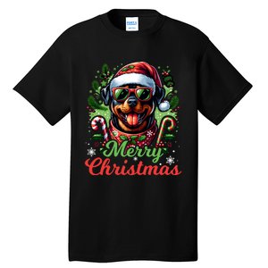 Festive Rottweiler Santa Hat Cheerful Christmas Dog Xmas Tall T-Shirt