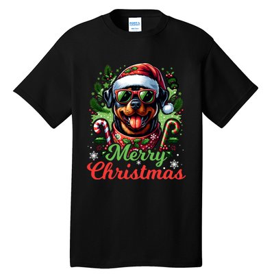 Festive Rottweiler Santa Hat Cheerful Christmas Dog Xmas Tall T-Shirt