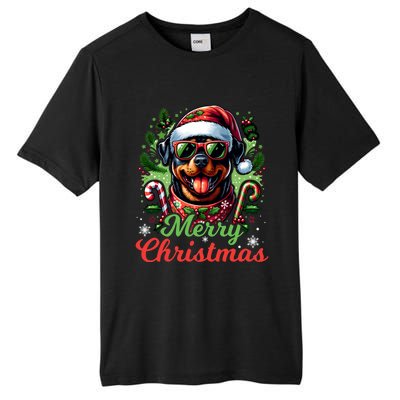 Festive Rottweiler Santa Hat Cheerful Christmas Dog Xmas Tall Fusion ChromaSoft Performance T-Shirt