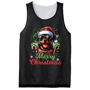 Festive Rottweiler Santa Hat Cheerful Christmas Dog Xmas Mesh Reversible Basketball Jersey Tank