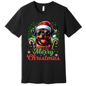 Festive Rottweiler Santa Hat Cheerful Christmas Dog Xmas Premium T-Shirt