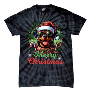 Festive Rottweiler Santa Hat Cheerful Christmas Dog Xmas Tie-Dye T-Shirt