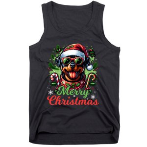 Festive Rottweiler Santa Hat Cheerful Christmas Dog Xmas Tank Top