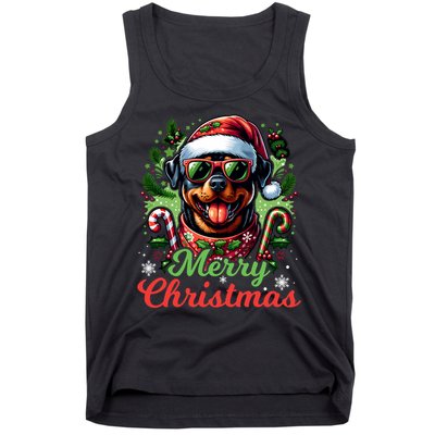 Festive Rottweiler Santa Hat Cheerful Christmas Dog Xmas Tank Top