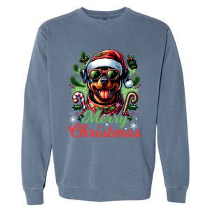 Festive Rottweiler Santa Hat Cheerful Christmas Dog Xmas Garment-Dyed Sweatshirt