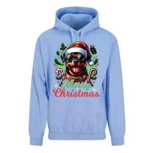 Festive Rottweiler Santa Hat Cheerful Christmas Dog Xmas Unisex Surf Hoodie