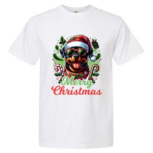 Festive Rottweiler Santa Hat Cheerful Christmas Dog Xmas Garment-Dyed Heavyweight T-Shirt