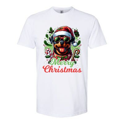 Festive Rottweiler Santa Hat Cheerful Christmas Dog Xmas Softstyle CVC T-Shirt