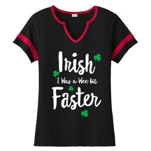 Funny Running St Paddys Day Irish I Was A Wee Bit Faster Funny Gift Ladies Halftime Notch Neck Tee