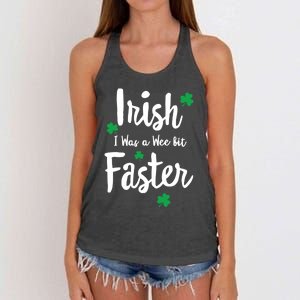 Funny Running St Paddys Day Irish I Was A Wee Bit Faster Funny Gift Women's Knotted Racerback Tank