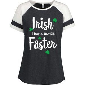 Funny Running St Paddys Day Irish I Was A Wee Bit Faster Funny Gift Enza Ladies Jersey Colorblock Tee