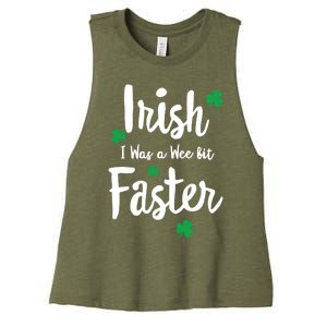 Funny Running St Paddys Day Irish I Was A Wee Bit Faster Funny Gift Women's Racerback Cropped Tank