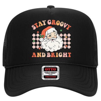 Festive Retro Santa Christmas Holiday Sweater High Crown Mesh Back Trucker Hat