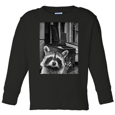 Funny Raccoon Selfie Raccoon Funny Raccoon Toddler Long Sleeve Shirt