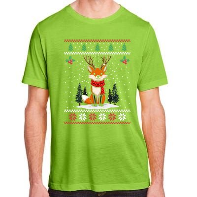 Fox Reindeer Santa Ugly Christmas Sweater Xmas Gift Adult ChromaSoft Performance T-Shirt