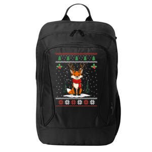 Fox Reindeer Santa Ugly Christmas Sweater Xmas Gift City Backpack