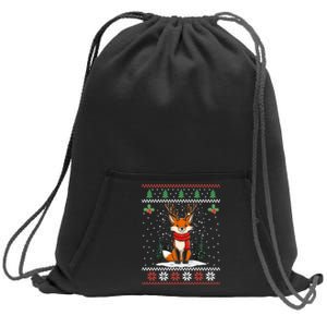 Fox Reindeer Santa Ugly Christmas Sweater Xmas Gift Sweatshirt Cinch Pack Bag