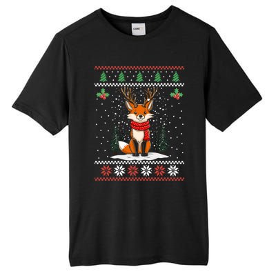 Fox Reindeer Santa Ugly Christmas Sweater Xmas Gift Tall Fusion ChromaSoft Performance T-Shirt