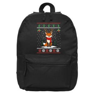 Fox Reindeer Santa Ugly Christmas Sweater Xmas Gift 16 in Basic Backpack