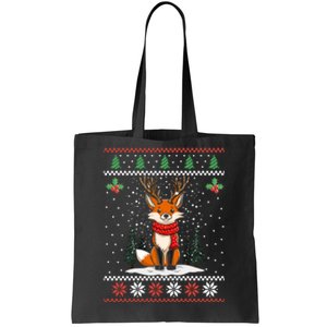 Fox Reindeer Santa Ugly Christmas Sweater Xmas Gift Tote Bag