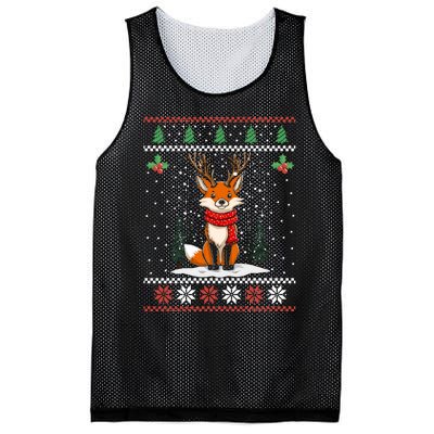 Fox Reindeer Santa Ugly Christmas Sweater Xmas Gift Mesh Reversible Basketball Jersey Tank