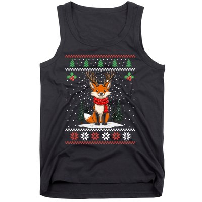 Fox Reindeer Santa Ugly Christmas Sweater Xmas Gift Tank Top