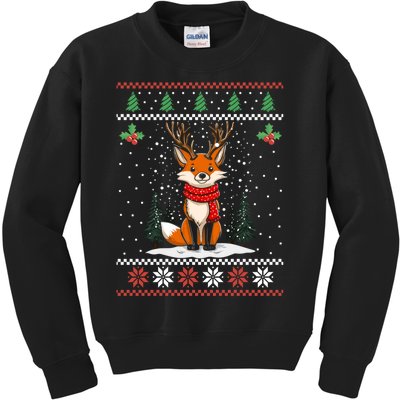 Fox Reindeer Santa Ugly Christmas Sweater Xmas Gift Kids Sweatshirt