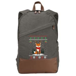 Fox Reindeer Santa Ugly Christmas Sweater Xmas Gift Cotton Canvas Backpack