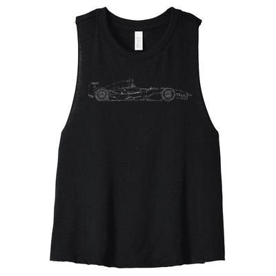 Formula Racecar Schematic Race Car Driver Formula Racing Women's Racerback Cropped Tank