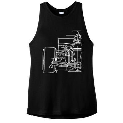 Formula Racecar Schematic Race Car Driver Formula Racing Ladies PosiCharge Tri-Blend Wicking Tank