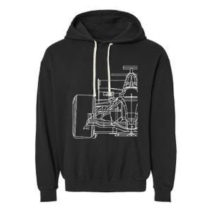 Formula Racecar Schematic Race Car Driver Formula Racing Garment-Dyed Fleece Hoodie