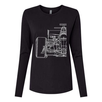 Formula Racecar Schematic Race Car Driver Formula Racing Womens Cotton Relaxed Long Sleeve T-Shirt