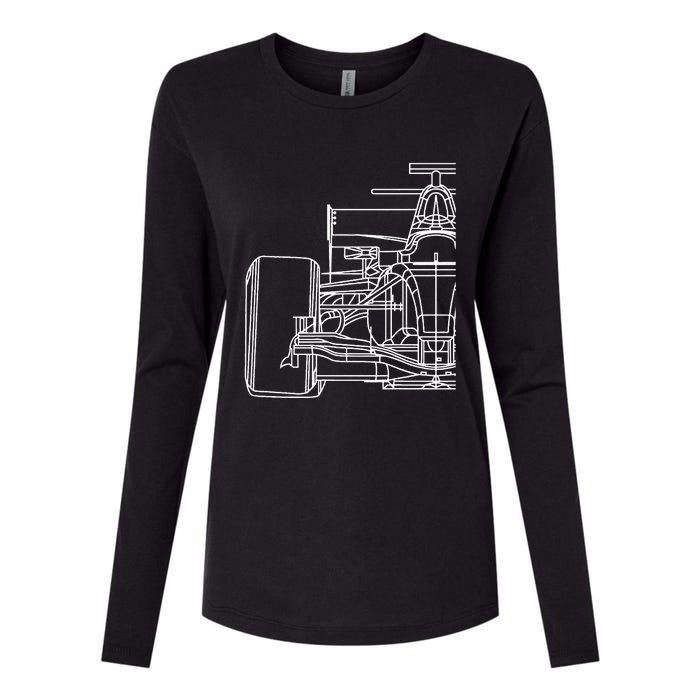 Formula Racecar Schematic Race Car Driver Formula Racing Womens Cotton Relaxed Long Sleeve T-Shirt