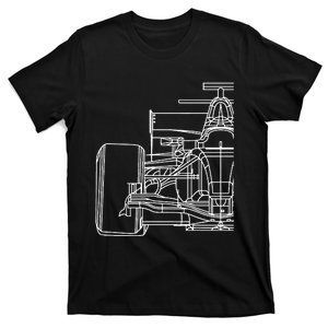 Formula Racecar Schematic Race Car Driver Formula Racing T-Shirt