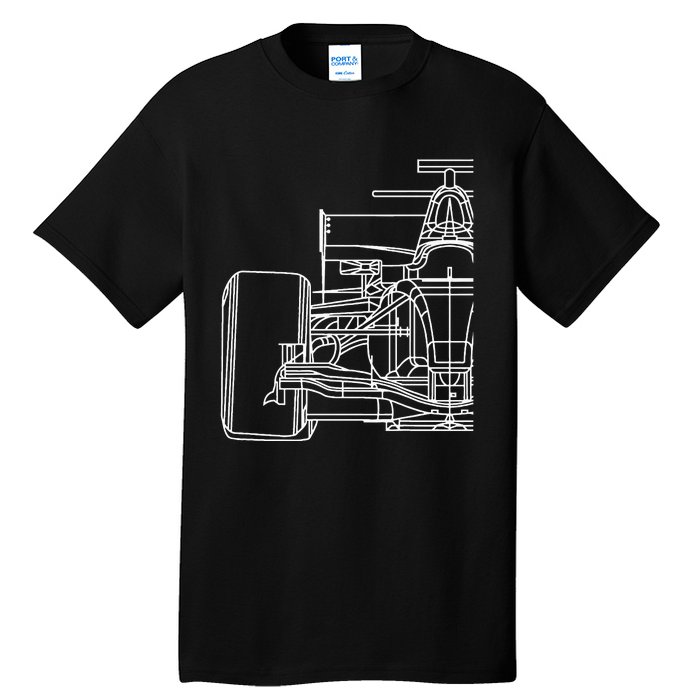 Formula Racecar Schematic Race Car Driver Formula Racing Tall T-Shirt