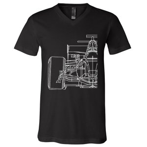 Formula Racecar Schematic Race Car Driver Formula Racing V-Neck T-Shirt