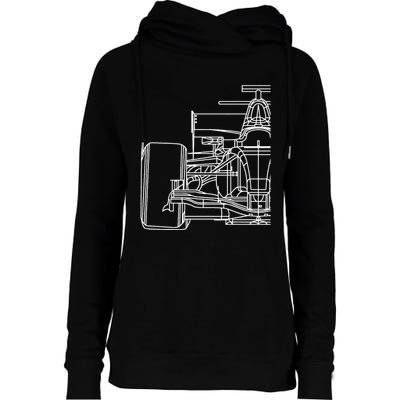 Formula Racecar Schematic Race Car Driver Formula Racing Womens Funnel Neck Pullover Hood