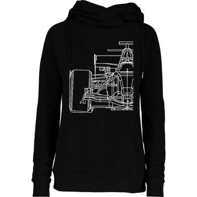 Formula Racecar Schematic Race Car Driver Formula Racing Womens Funnel Neck Pullover Hood