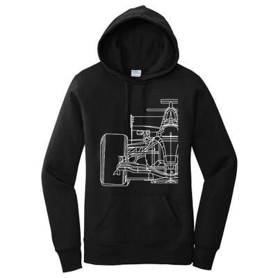 Formula Racecar Schematic Race Car Driver Formula Racing Women's Pullover Hoodie