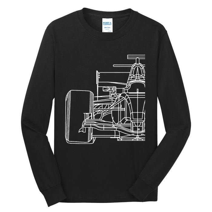 Formula Racecar Schematic Race Car Driver Formula Racing Tall Long Sleeve T-Shirt