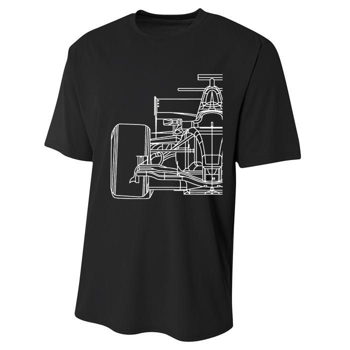 Formula Racecar Schematic Race Car Driver Formula Racing Performance Sprint T-Shirt