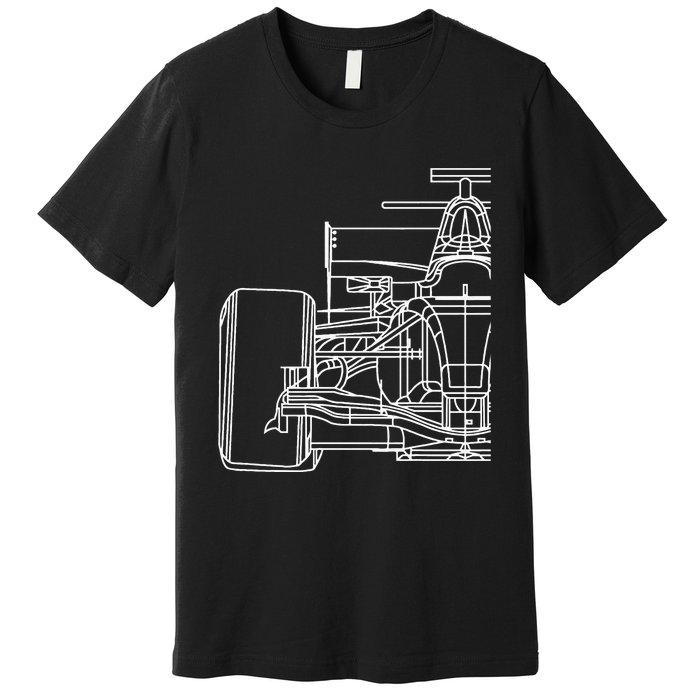 Formula Racecar Schematic Race Car Driver Formula Racing Premium T-Shirt